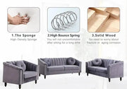3PC - Gray Velvet Sofa Set (8088)